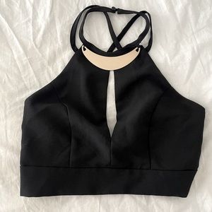 ‘Do & Be’ Black Open-Back Crop Top